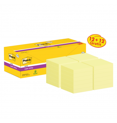 Haftnotizen 654SSCYP12+12, Super Sticky Notes Promotion, gelb