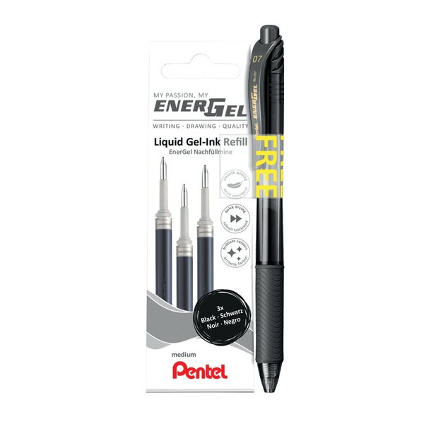 4016284347553 - AKTION EnerGel Gelschreiberminen schwarz 035 mm 1 Set + GRATIS EnerGel BL107 Gelschreiber schwarz