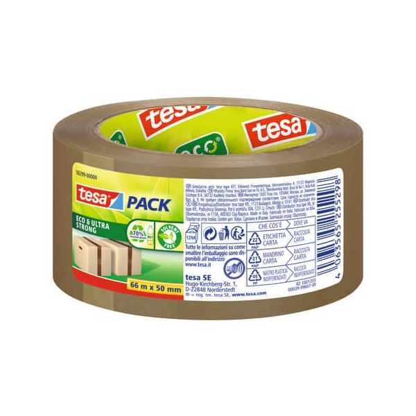 4063565255298 - Packband tesapack® Eco & Ultra Strong ecoLogo® 58297 extrastarke Haftkraft für Pakete bis 30 kg reißfest UV-beständig 70 % Recycling-PET braun