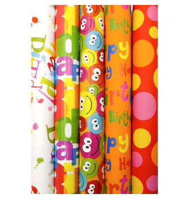 Geschenkpapierrolle Power Birthday, 2mx70cm, sortiert