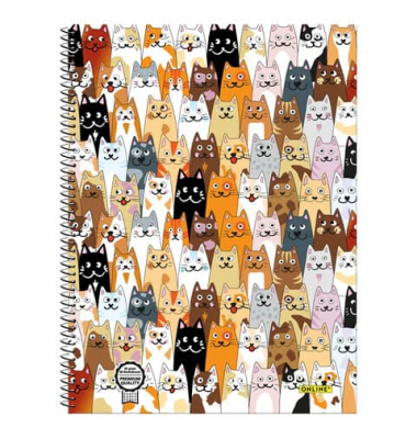 Collegeblock 10113/9 Fluffy Cat, Katze, kariert / kariert, A4, 90g, braun, 80 Blatt