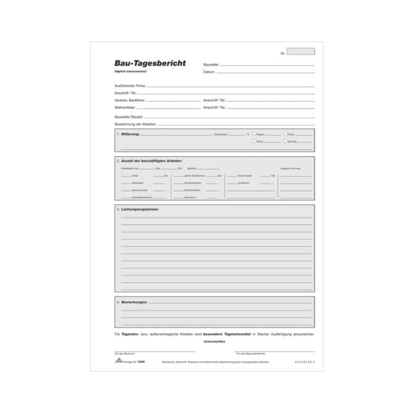 4002871130608 - Bau-Tagesbericht - Block 3 x 50 Blatt DIN A4 mit Durchschreibepapier Bau-Tagesbericht-Block Bau-Tagesbericht-Block 4002871130