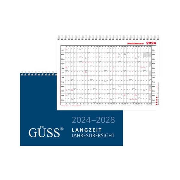 4021819262102 - Wandkalender 12-10 Langzeit-Jahresübersicht 1Jahr   1 Seite 30x20cm (A4 quer) 2025-2029 4021819262102 Güss