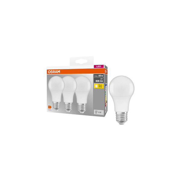 4099854046797 - Base classic a 60 fr LED-Lampe mit Sockel E27 Kolbenform 3er Pack 85W 806lm 2700K warmweißes Licht geringere Wärmeentwicklung sehr geringer