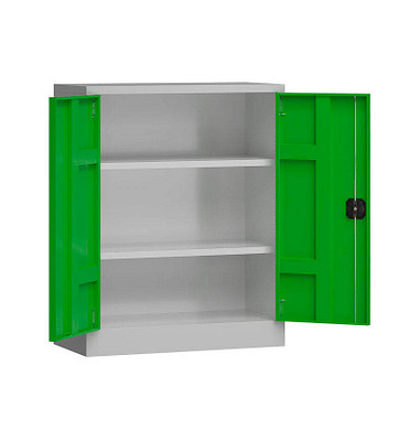 Stahlschrank ClassiX X-530315 lichtgrau, gelbgrün 80,0 x 38,0 x 100,0 cm, aufgebaut 