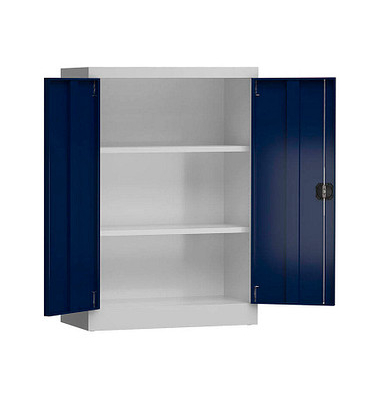 Stahlschrank ClassiX X-530321 enzianblau, lichtgrau 92,0 x 42,0 x 120,0 cm, aufgebaut 