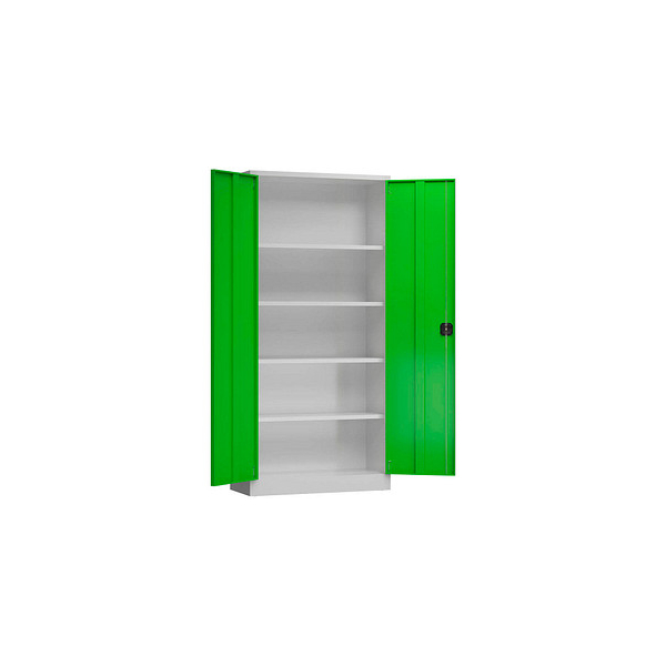 4061815600065 - Stahlschrank ClassiX X-530355 lichtgrau gelbgrün 920 x 500 x 1945 cm aufgebaut  4061815600065 LÜLLMANN