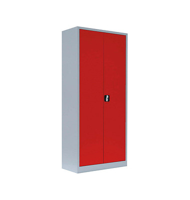 Stahlschrank 530334 feuerrot, lichtgrau 80,0 x 38,3 x 180,0 cm, aufgebaut 