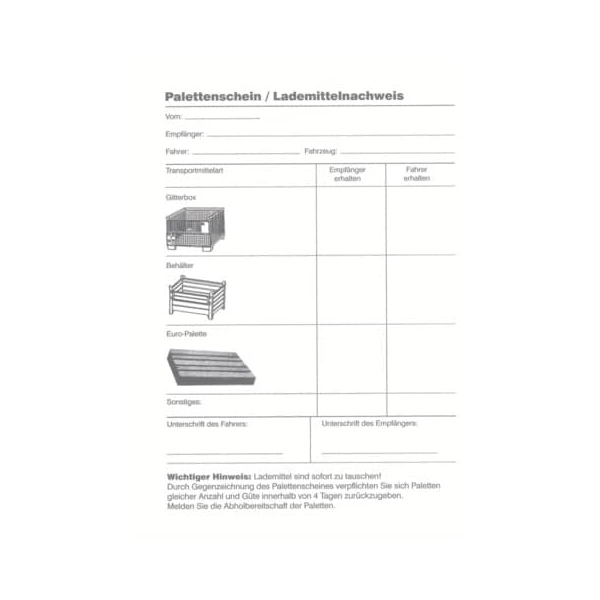 4002871203500 - Palettenkontrollschein 4-teilig selbstdurchschreibend DIN A5 25 Satz  Palettenkontrollschein Palettenkontrollschein 40028712