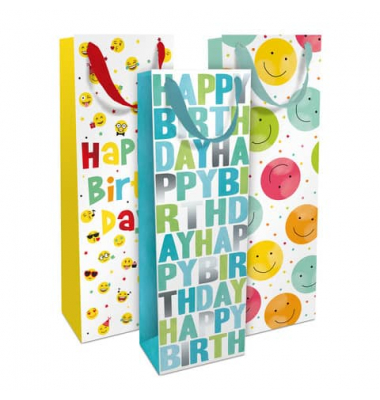 Geschenktasche 1584-24353/PBS, Geburtstag, Schleifenband, HAPPY BIRTHDAY, 13cm x 36cm