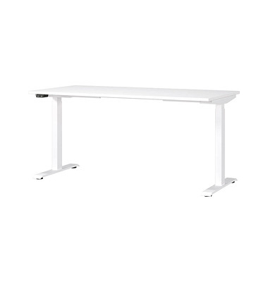 Sitz-Steh-Schreibtisch JET 7908-84, elektrisch höhenverstellbar 72-120cm (H), 160x80cm (BxT), rechteckig, weiß / Weiß