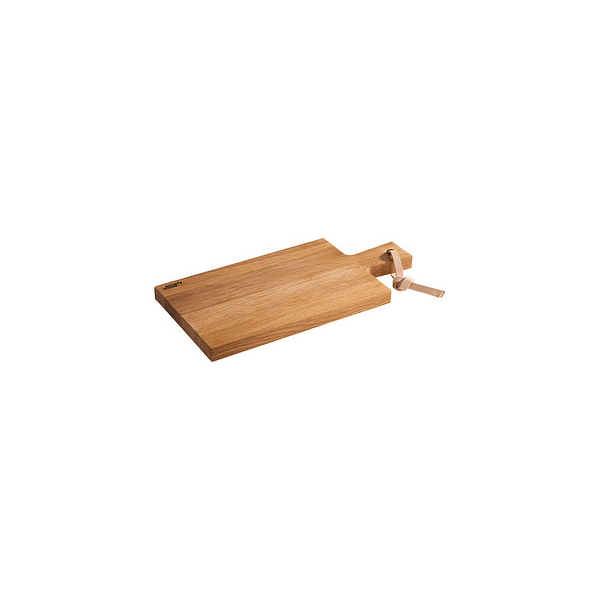 4004133007512 - Servierbrett SIMPLY WOOD Schneidebretter Gr B H L 17 cm x 2 cm x 35 cm braun Servierbretter mit Hängeloch und Lederband geölt