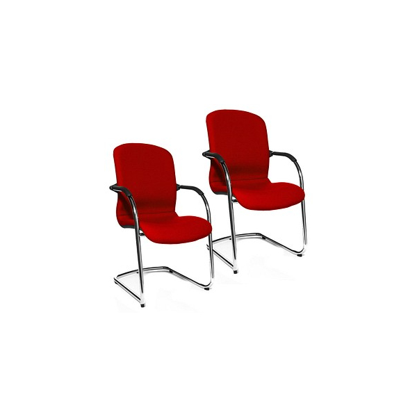 4014296966977 - OPEN CHAIR - der Design-Besucherstuhl Freischwinger gepolstert VE 2 Stk rot