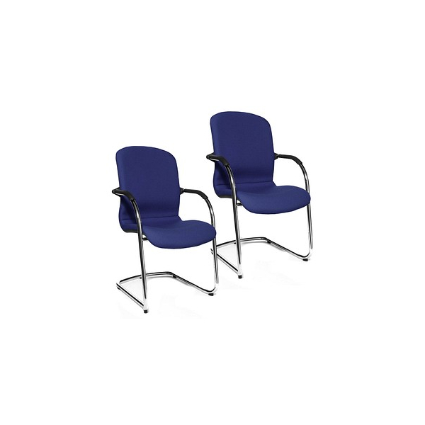 4014296966984 - OPEN CHAIR - der Design-Besucherstuhl Freischwinger gepolstert VE 2 Stk royalblau