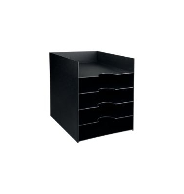 Horizontaler Organizer 3005.01, stapelbar, 5 Fächer, 24x32cm, schwarz