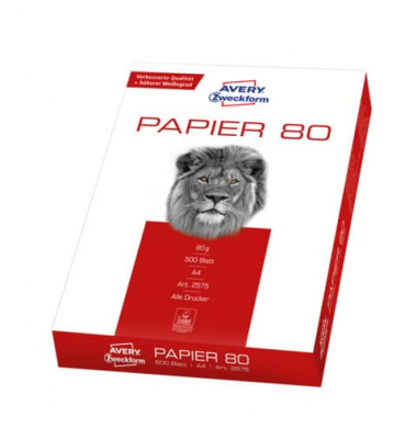 Kopierpapier Papier 80 2575 A4 80g weiß  