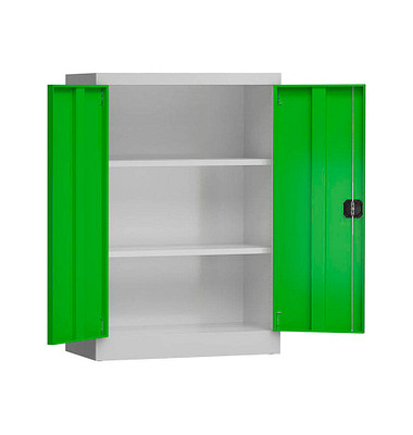 Stahlschrank ClassiX X-530325 lichtgrau, gelbgrün 92,0 x 42,0 x 120,0 cm, aufgebaut 