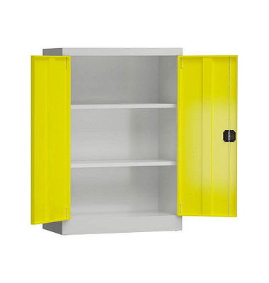 Stahlschrank ClassiX X-530326 zinkgelb, lichtgrau 92,0 x 42,0 x 120,0 cm, aufgebaut 