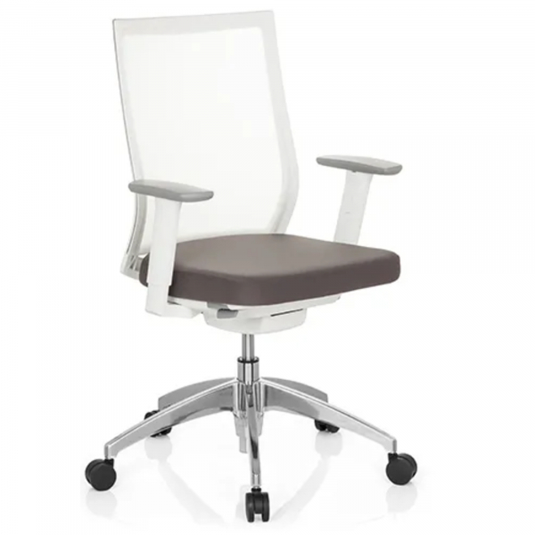 4251084660529 - Profi Bürostuhl ASPEN WHITE Stoff Netzstoff mit Armlehnen (höhenverstellbar) hjh OFFICE