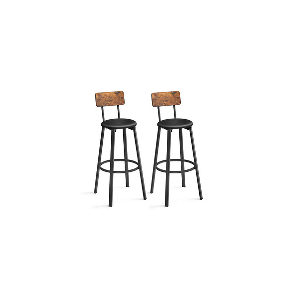 0194343013060 - Songmics - vasagle Barhocker 2er Set Barstühle PU-Bezug 39 x 39 x 100 cm 755 cm hoher Sitz mit Fußstütze einfacher Aufbau Industrie-Design