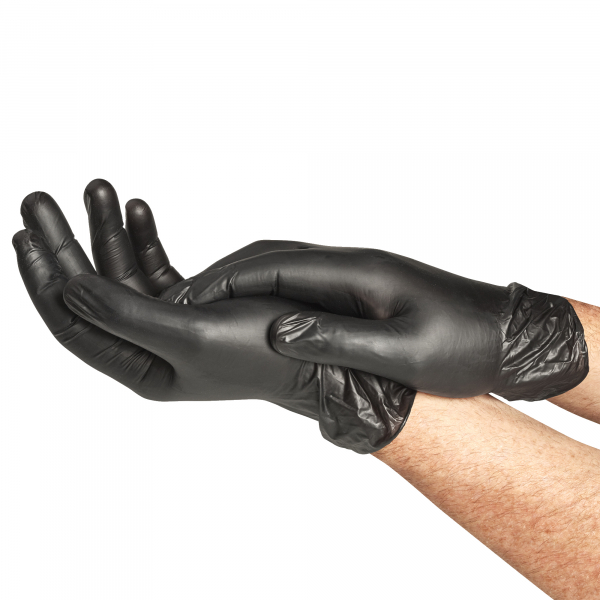 3384120226937 - Einmalhandschuhe Black Protect 20 Stück Einweghandschuhe schwarz Nitrilhandschuhe puderfrei - Größe8 - Spontex