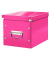 Aufbewahrungsbox Click & Store WOW Cube 61090023, 10 Liter mit Deckel, für A5, außen 260x260x240mm, Karton pink