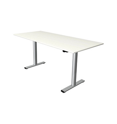 Sitz-Steh-Schreibtisch Move 1 base 10301310, elektrisch höhenverstellbar 73-123cm (H), 150x80cm (BxT), rechteckig, weiß / Silber