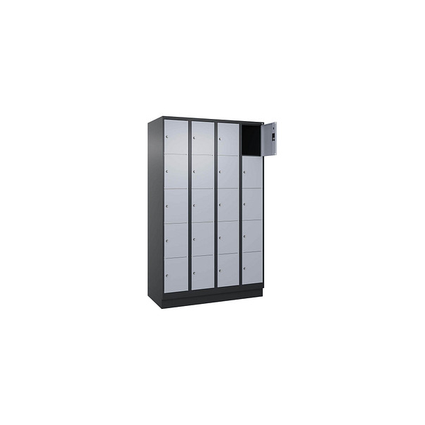 4068427574067 - Schließfachschrank Classic PLUS schwarzgrau weißaluminium 080020-405 S10040 20 Schließfächer 1200 x 500 x 1950 cm 406842757