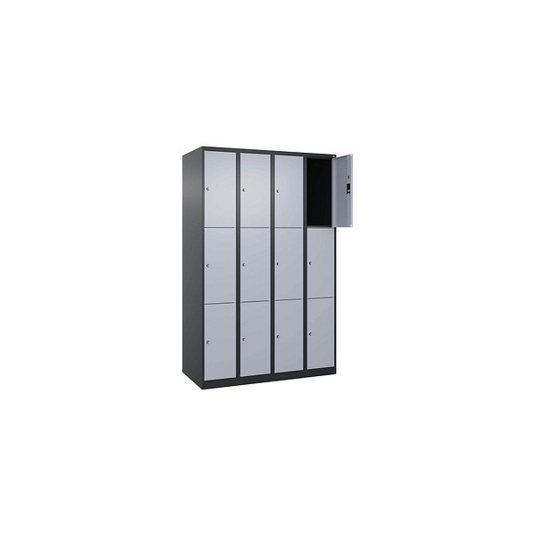 4068427573176 - Schließfachschrank Classic Plus schwarzgrau weißaluminium 080000-403 S10037 12 Schließfächer 1200 x 500 x 1850 cm 406842757