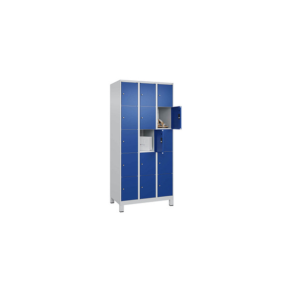 4066681681385 - Schließfachschrank Classic Plus enzianblau lichtgrau 080010-305 S10003 15 Schließfächer 900 x 500 x 1950 cm 4066681681385 C