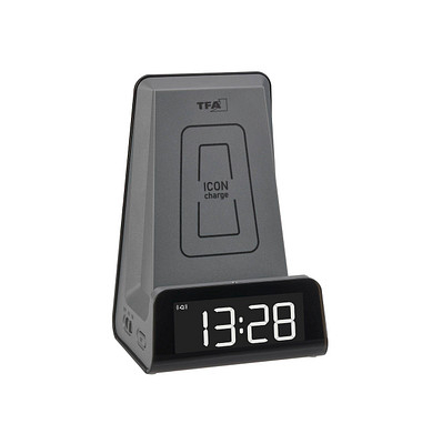 TFA digitaler Wecker 60.2033 ICONcharge schwarz Kunststoff 107,0 x 83,0 mm