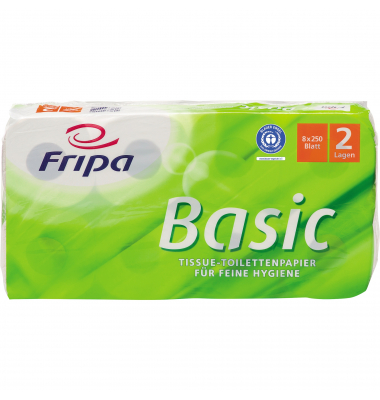 Toilettenpapier Basic 1514802, 2-lagig, weiß, 250 Blatt / Rolle,