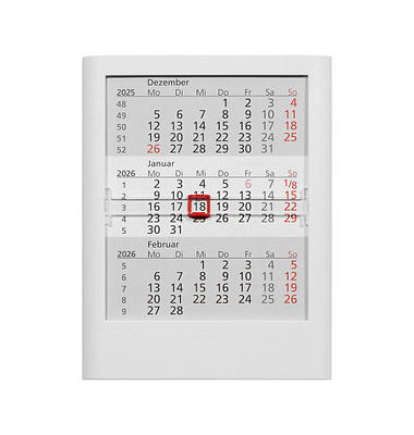 Dreimonatskalender Tischaufsteller 5035W, 3 Monate / 1 Seite, 12,5x16cm, 2025/2026