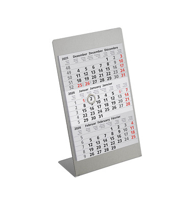 Dreimonatskalender Tischaufsteller 5227, 3 Monate / 1 Seite, 10,5x23cm, 2025/2026