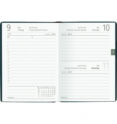 Taschenkalender 610-1020, schwarz, 1 Tag / 1 Seite, 10,2x14,2cm (A6), 2025