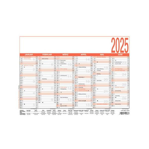 4006928698523 - Plakatkalender 907-0000 6 Monate   1 Seite 297x21cm (A4 quer) 2025 4006928698523 Zettler