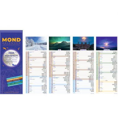 Streifenkalender 103881, Mondkalender, 1 Monat / 1 Seite, 14,85x42cm, 2025