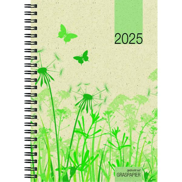 4006928021246 - Buchkalender 759-0640 Graspapier Motiv 1 Woche   2 Seiten 137x196cm (A5) 2025 4006928021246 Zettler