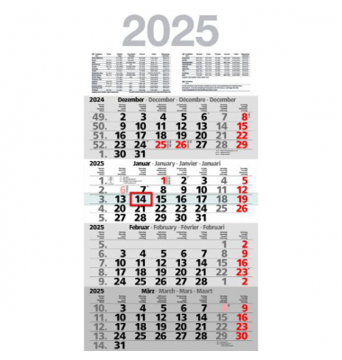 Viermonatskalender M4MF, Mega Four, 4 Monate / 1 Seite, 30x59cm, 2025