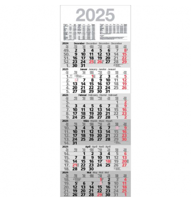 Sechsmonatskalender M6MF, 6 Monate / 1 Seite, 30x81cm, 2025