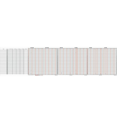 Urlaubsplaner 12-22, 12 Monate / 1 Seite, 230x30cm, für 35 Mitarbeiter, 2025