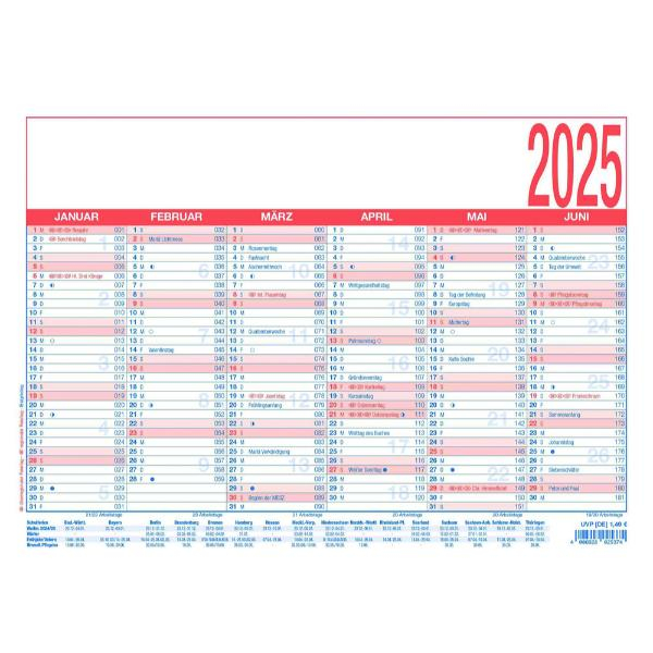 4006928009107 - Plakatkalender 910-0015 6 Monate   1 Seite 297x21cm (A4 quer) 2025 4006928009107 Zettler