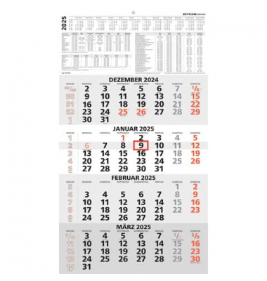 Viermonatskalender 959-0011, 4 Monate / 1 Seite, 33x58,8cm, 2025