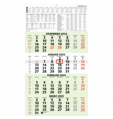 Viermonatskalender 959-0700, NATURA, 4 Monate / 1 Seite, 33x59cm, 2025