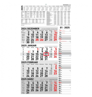 Viermonatskalender 961-0011, 4 Monate / 1 Seite, 33x59cm, 2025