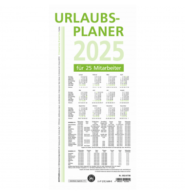 Urlaubsplaner 992-0700, NATURA, 16 Monate / 1 Seite, 100x29,7cm, für 25 Mitarbeiter, 2025