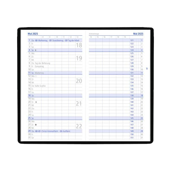 4006928022298 - Taschenkalender 520-1001 farbig sortiert 1 Monat   2 Seiten 95x16cm (A6) 2025 4006928022298 Zettler