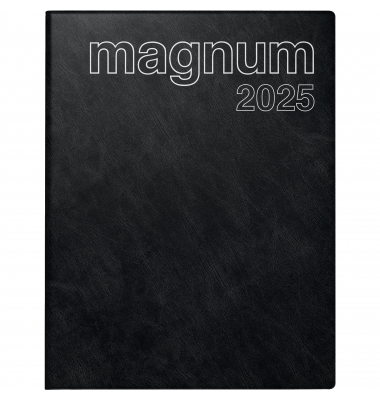 Buchkalender 7027042905, magnum, schwarz, 1 Woche / 2 Seiten, 18,3x24cm (A5), 2025