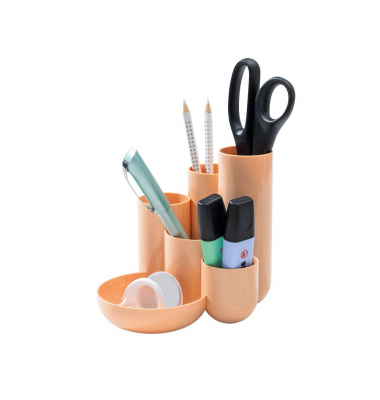 Schreibtisch-Organizer CAMPUS pastellorange Polystyrol 5 Fächer 13,1 x 15,4 x 13,7 cm