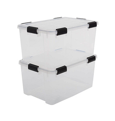 Aufbewahrungsbox Water Proof 6170, außen 39x59x29cm, Polypropylen transparent/schwarz